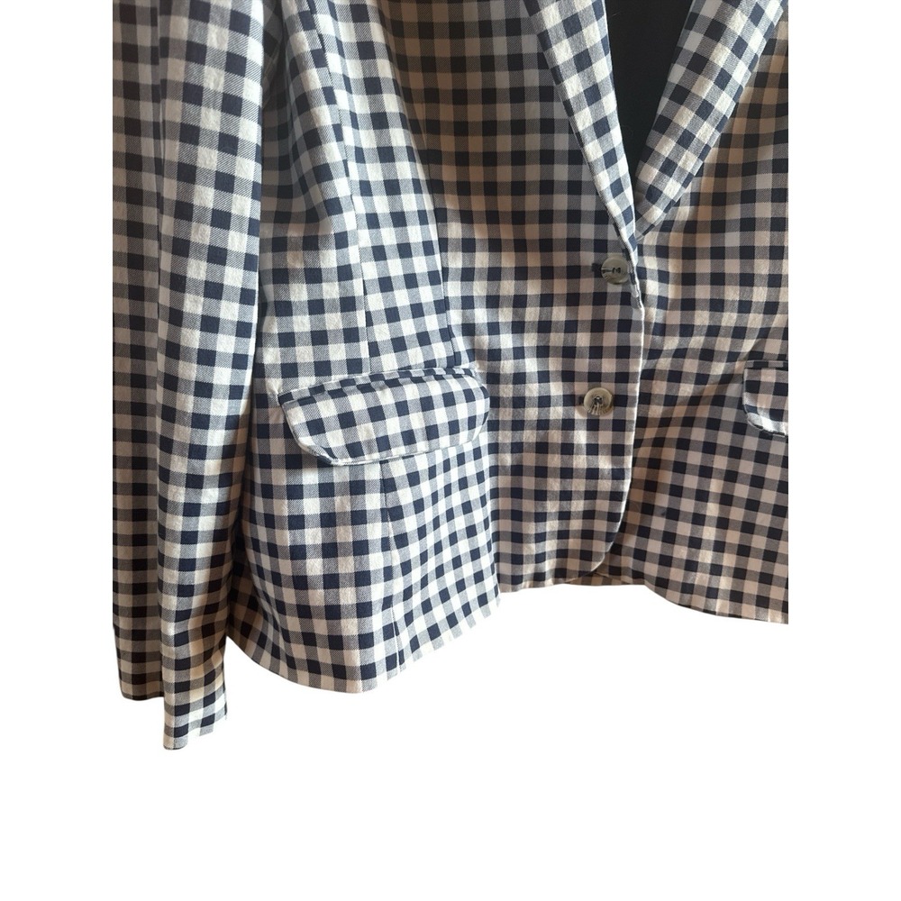 Chadwick's Of Boston Blue White Gingham Woman's Blazer Size 18 Lined 2 Buttons - Picture 4 of 12